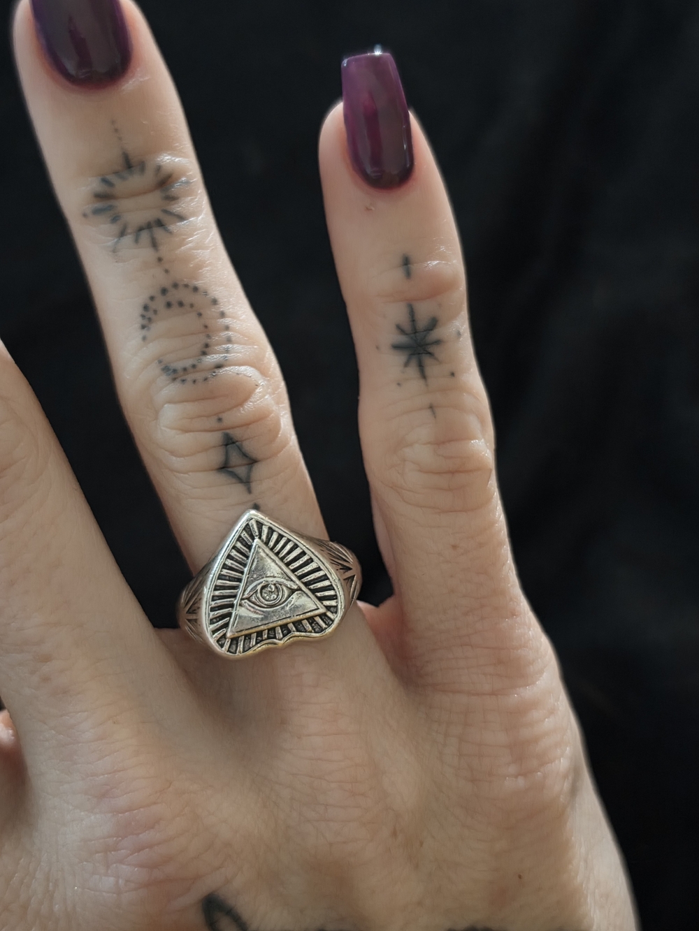 Sterling Silver All-Seeing Eye Pyramid Ring - Silver